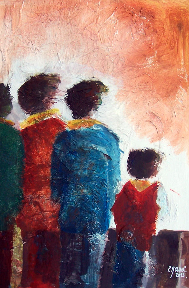 Aquarelle sur collages papier de soie
