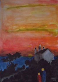 Coucher de soleil / Aquarelle / 50 x 70