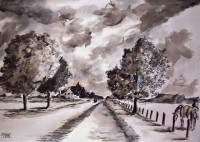 La route / Encre / 70 x 50