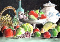 Nature morte aux fruits / Aquarelle / 70 x 50