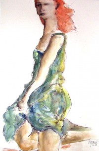 Pose du modèle / Aquarelle / 50 x 70