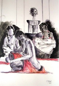 Femmes au bain / Encre et aquarelle / 50 x 70