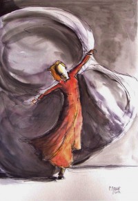 Danse comme le vent / Encre et aquarelle / 50 x 70