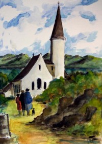 L'église / Aquarelle / 50 x 70