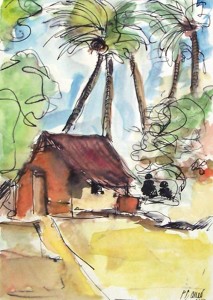 Cabane / Aquarelle et encre / 30 x 40