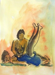 Modèles en attente de la pose 1 / Aquarelle / 30 x 45