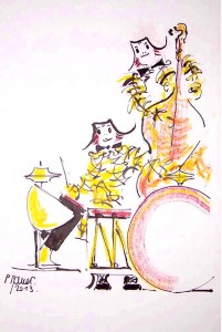 Orchestre des clowns / Encre et aquarelle / 30 x 45