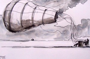 Sur la plage / Encre / 45 x 30