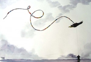 Le cerf volant / Encre / 70 x 50