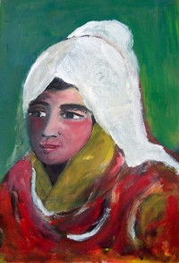 Femme à la coiffe blanche / Acrylique / 50 x 70