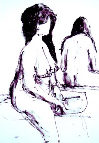 Nu assis / Encre / 50 x 70