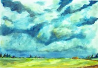 Les meules / Aquarelle / 70 x 50