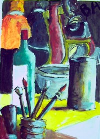 Nature morte aux pinceaux / Acrylique / 50 x 70