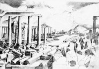 ruines et chaos / Mines de plomb / 70 x 50