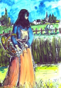 Retour de ceuillette / Aquarelle et encre / 50 x 70