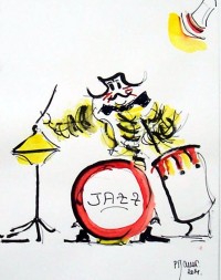 Les clowns musiciens 4 / Encre et aquarelle / 20 x 30
