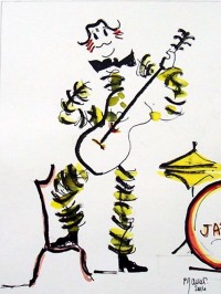 Les clowns musiciens 2 / Encre et aquarelle / 20 x 30