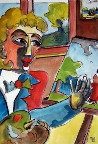 L'artiste au travail / Aquarelle / 50 x 70