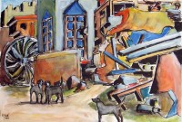 Les survivants / Aquarelle et gouache / 72 x 50