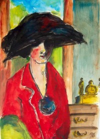 Femme à la veste rouge / Aquarelle / 50 x 70