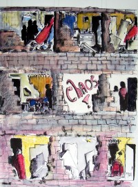 Chaos / Aquarelle et encre / 50 x 70