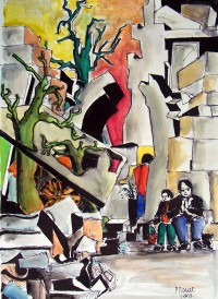 Apres le chaos / Aquarelle et encre / 50 x 70