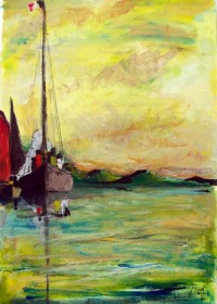 Au mouillage / Aquarelle / 50 x 70