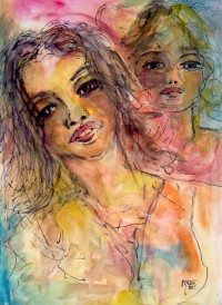 Visages / Aquarelle et encre / 50 x 70