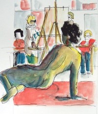 La pose / Aquarelle / 20 x 30