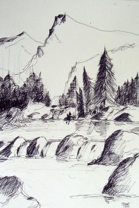 Cascades / Encre / 65 x 50