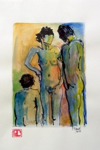 Nus / Aquarelle et encre / 40 x 30