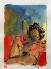 Nu / Aquarelle et encre / 40 x 30