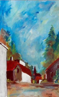 L entrée du bourg / Acrylique / 32 x 20