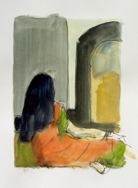 Au palais / Aquarelle ete encre / 40 x 30