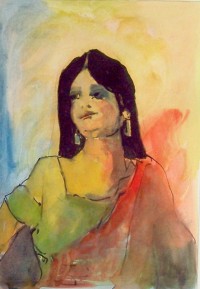 Au palais / Aquarelle ete encre / 40 x 30