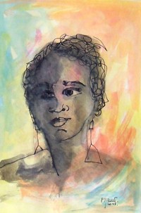 Portrait/ Aquarelle et encre / 40 x 30