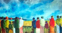 Sur la croisette / Acrylique sur panneau / 45 x 90