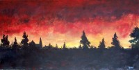 Coucher de soleil / Acrylique sur panneau / 45 x 90