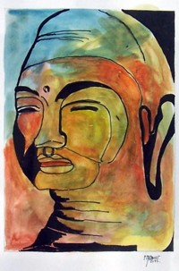 Boudha / Aquarelle et encre / 40 x 30