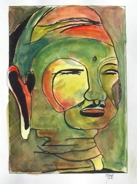 Boudha / Aquarelle et encre / 40 x 30