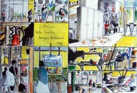 L atelier Belle feuille / Encre et aquarelle / 50 x 65