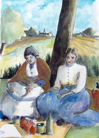 Le déjeuner / Aquarelle et gouache / 65 x 50
