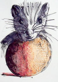 Le rat boule / Encre et feutres / 30 x 40