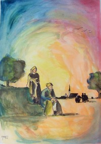 L'attente / Aquarelle / 50 x 70
