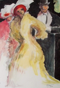 Au cabaret / Aquarelle et encre / 50 x 70