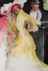 Au cabaret / Aquarelle et encre / 50 x 70 