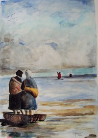 Attente du retour / Aquarelle / 50 x 70