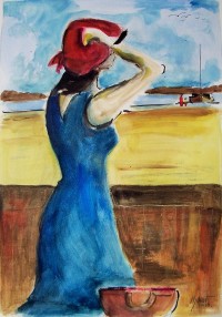 La robe bleue / Aquarelle / 50 x 70