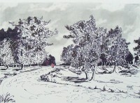 Promenade champêtre / Encre / 40 x 30