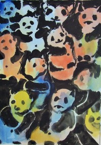 Pandas, pandas / Encre et aquarelle / 30 x 40
